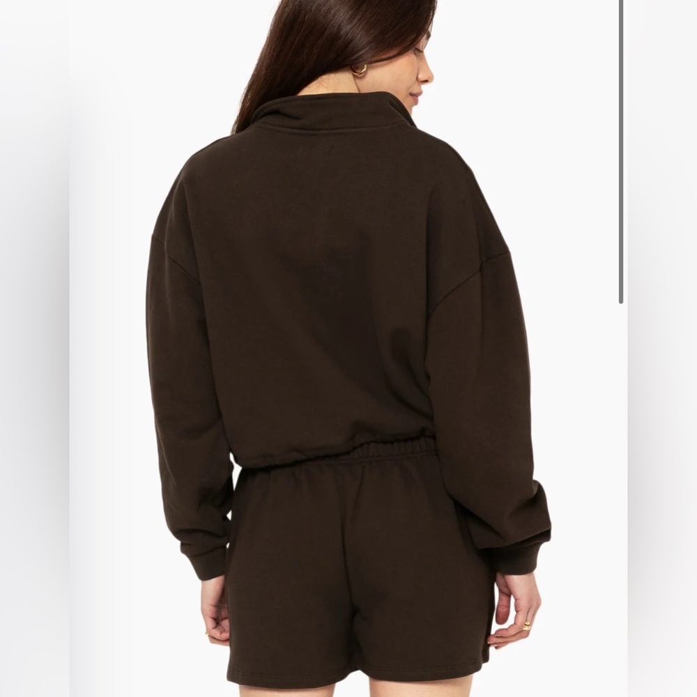 NWT Set Active Heavyweight Sweats Half Zip in Espresso Size Small Oversized $148 - Picture 2 of 7